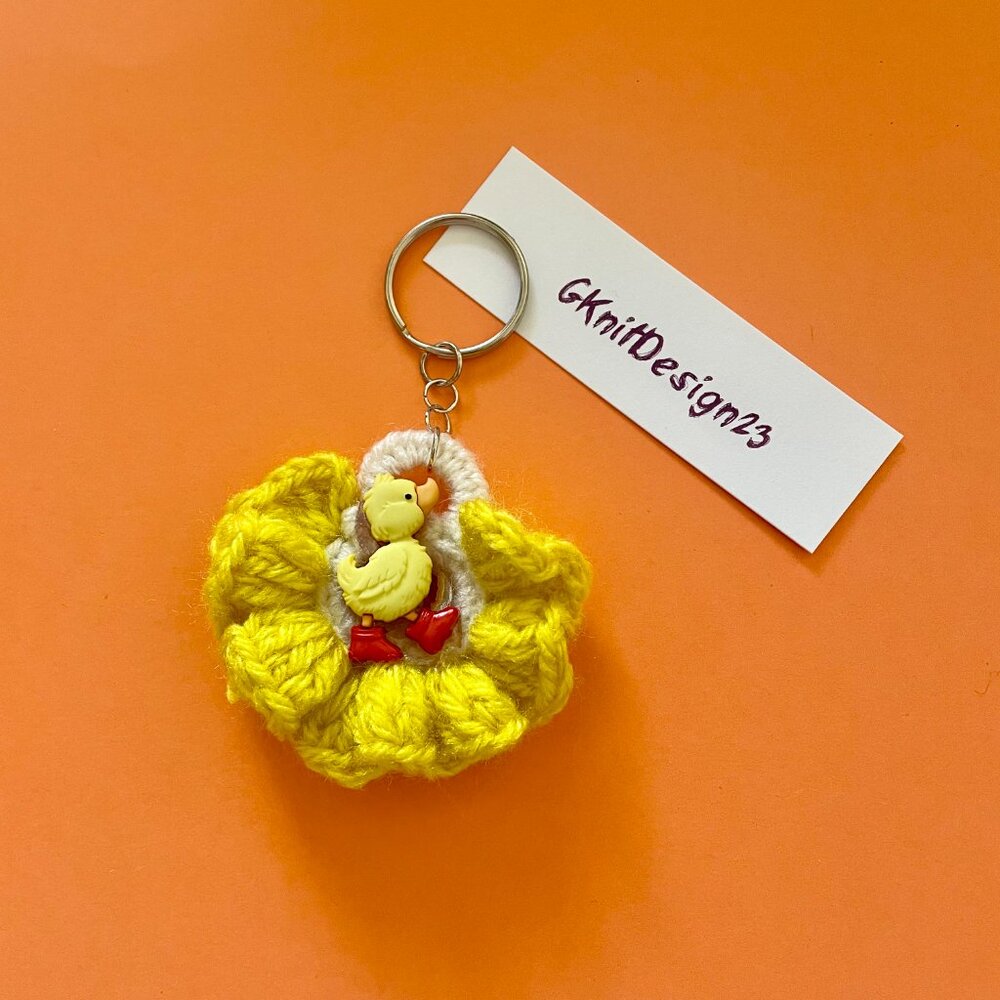 Handmade Bag Charm, Crochet Keychain Charm, Happy Dock Charm